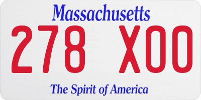 MA license plate 278XO0