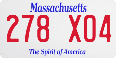 MA license plate 278XO4