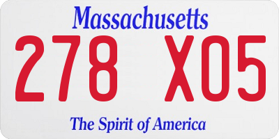 MA license plate 278XO5