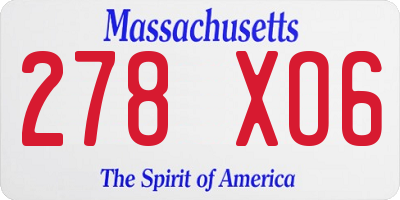 MA license plate 278XO6