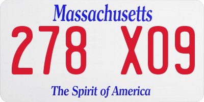 MA license plate 278XO9
