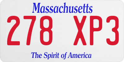 MA license plate 278XP3