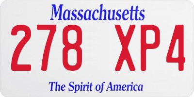 MA license plate 278XP4