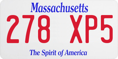 MA license plate 278XP5