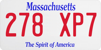 MA license plate 278XP7