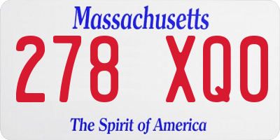 MA license plate 278XQ0