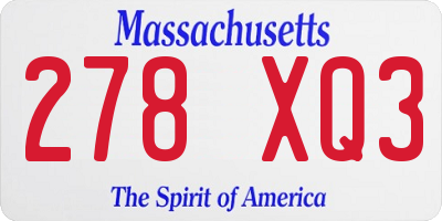 MA license plate 278XQ3