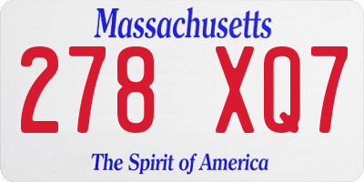 MA license plate 278XQ7