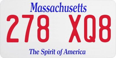 MA license plate 278XQ8