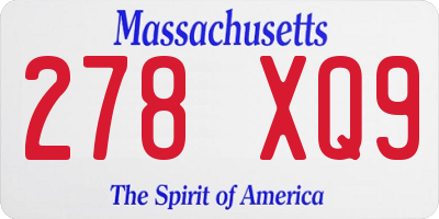 MA license plate 278XQ9