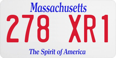 MA license plate 278XR1