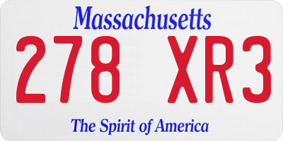 MA license plate 278XR3