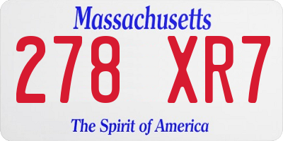 MA license plate 278XR7