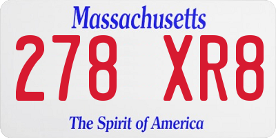 MA license plate 278XR8
