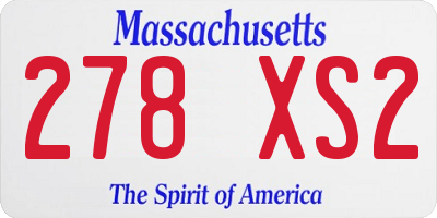 MA license plate 278XS2