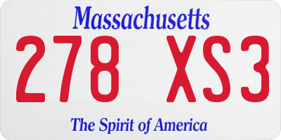 MA license plate 278XS3