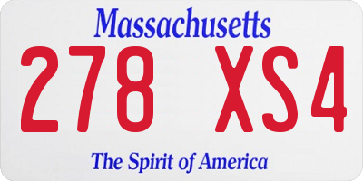 MA license plate 278XS4
