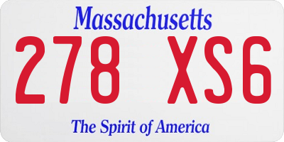 MA license plate 278XS6