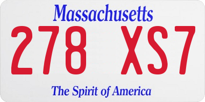 MA license plate 278XS7
