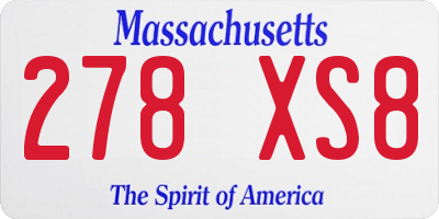 MA license plate 278XS8