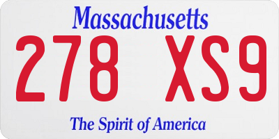 MA license plate 278XS9