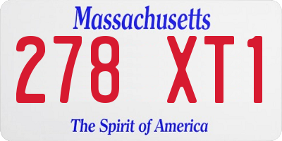 MA license plate 278XT1