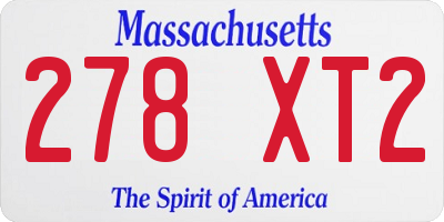 MA license plate 278XT2