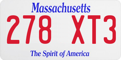 MA license plate 278XT3