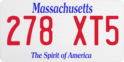 MA license plate 278XT5
