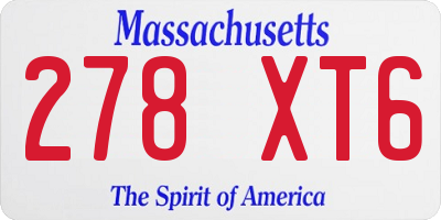 MA license plate 278XT6