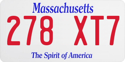 MA license plate 278XT7