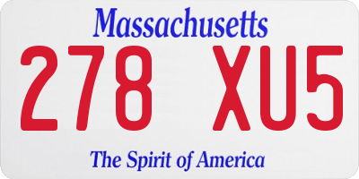 MA license plate 278XU5