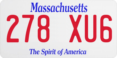 MA license plate 278XU6