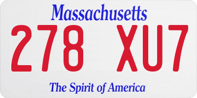 MA license plate 278XU7