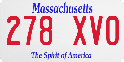 MA license plate 278XV0