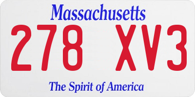 MA license plate 278XV3