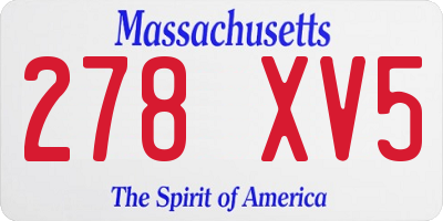 MA license plate 278XV5