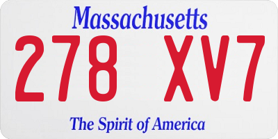 MA license plate 278XV7