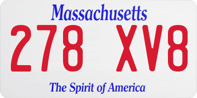 MA license plate 278XV8