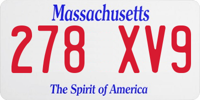 MA license plate 278XV9
