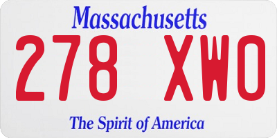 MA license plate 278XW0
