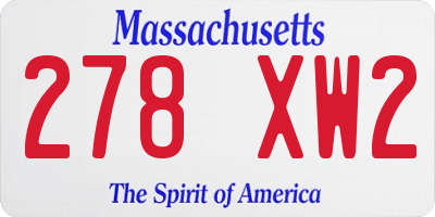 MA license plate 278XW2