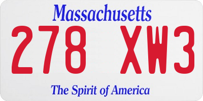 MA license plate 278XW3