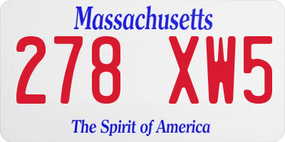 MA license plate 278XW5