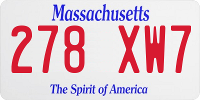 MA license plate 278XW7