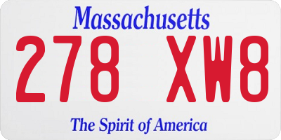 MA license plate 278XW8