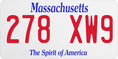 MA license plate 278XW9