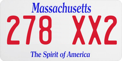 MA license plate 278XX2