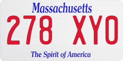 MA license plate 278XY0