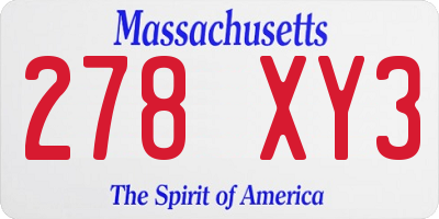MA license plate 278XY3